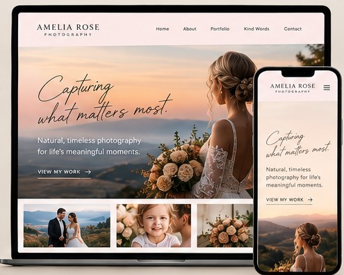 Amelia Rose photography website concept